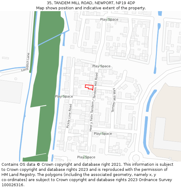 35, TANDEM MILL ROAD, NEWPORT, NP19 4DP: Location map and indicative extent of plot