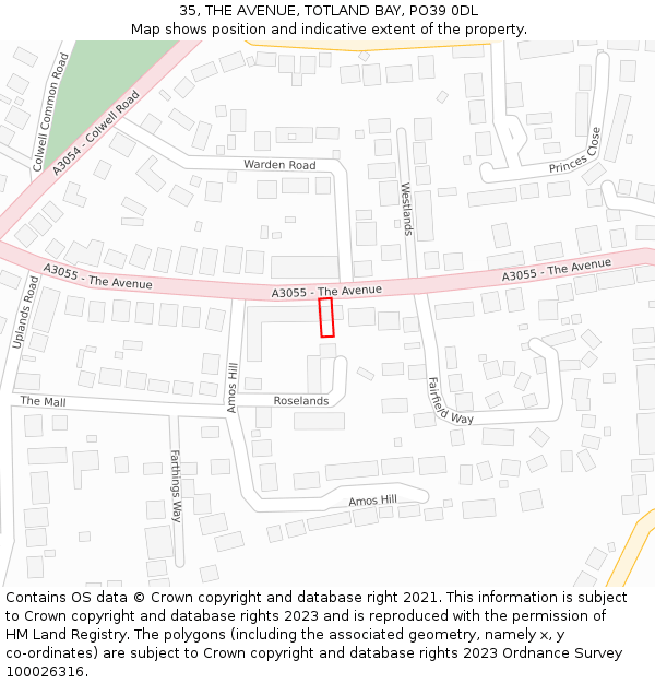 35, THE AVENUE, TOTLAND BAY, PO39 0DL: Location map and indicative extent of plot