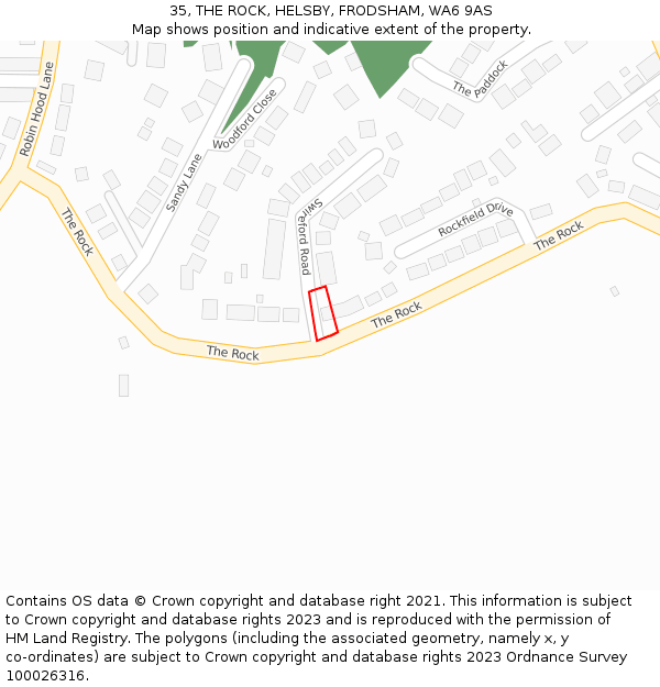 35, THE ROCK, HELSBY, FRODSHAM, WA6 9AS: Location map and indicative extent of plot