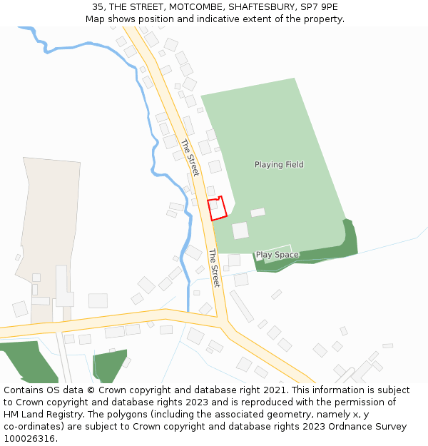 35, THE STREET, MOTCOMBE, SHAFTESBURY, SP7 9PE: Location map and indicative extent of plot