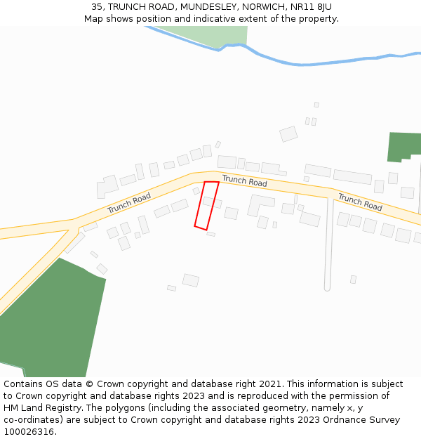 35, TRUNCH ROAD, MUNDESLEY, NORWICH, NR11 8JU: Location map and indicative extent of plot