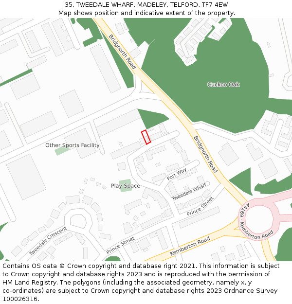 35, TWEEDALE WHARF, MADELEY, TELFORD, TF7 4EW: Location map and indicative extent of plot