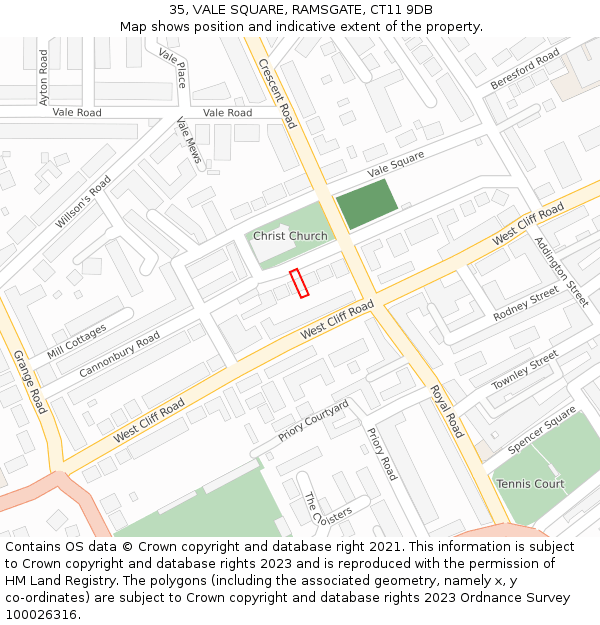 35, VALE SQUARE, RAMSGATE, CT11 9DB: Location map and indicative extent of plot