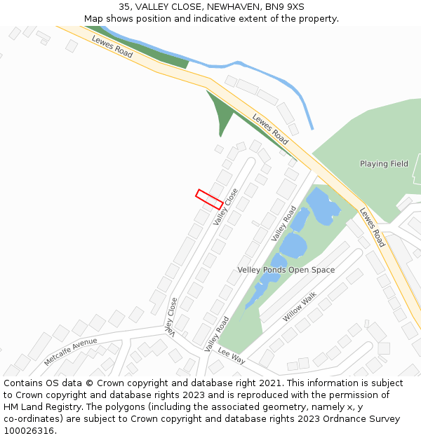 35, VALLEY CLOSE, NEWHAVEN, BN9 9XS: Location map and indicative extent of plot