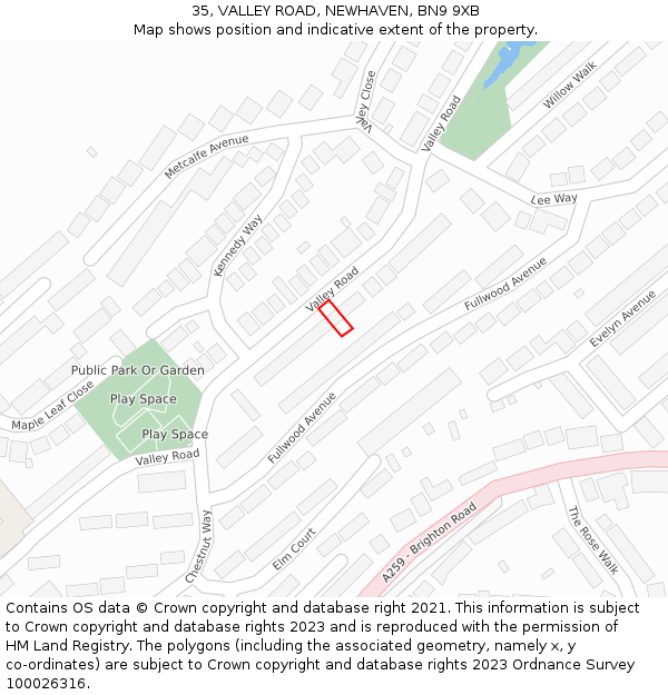 35, VALLEY ROAD, NEWHAVEN, BN9 9XB: Location map and indicative extent of plot