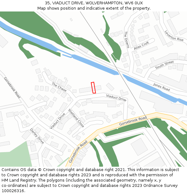 35, VIADUCT DRIVE, WOLVERHAMPTON, WV6 0UX: Location map and indicative extent of plot