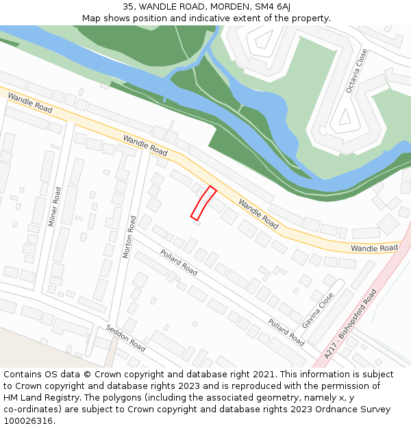 35, WANDLE ROAD, MORDEN, SM4 6AJ: Location map and indicative extent of plot