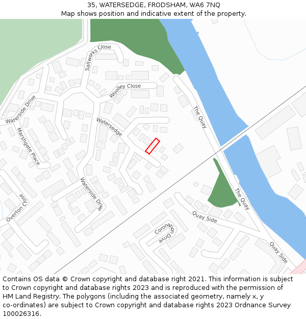 35, WATERSEDGE, FRODSHAM, WA6 7NQ: Location map and indicative extent of plot