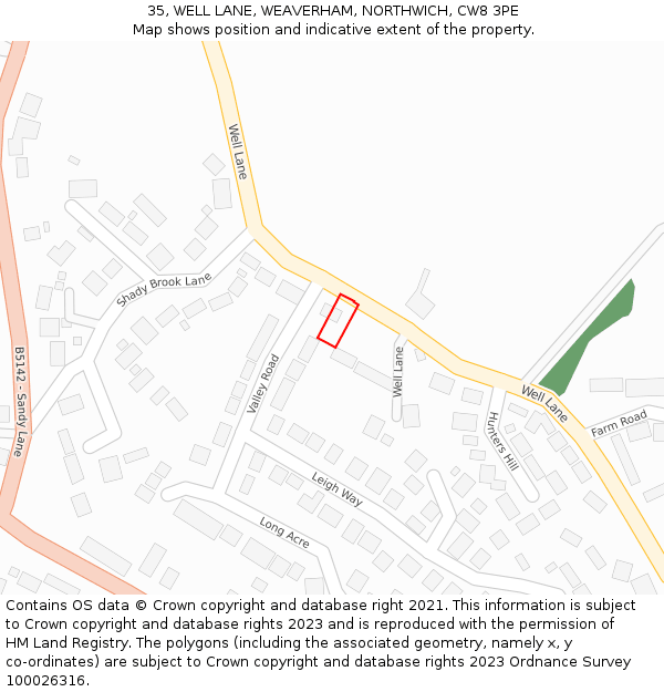 35, WELL LANE, WEAVERHAM, NORTHWICH, CW8 3PE: Location map and indicative extent of plot