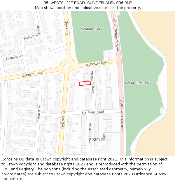 35, WESTCLIFFE ROAD, SUNDERLAND, SR6 9NP: Location map and indicative extent of plot