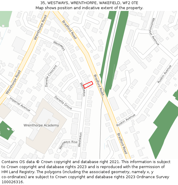 35, WESTWAYS, WRENTHORPE, WAKEFIELD, WF2 0TE: Location map and indicative extent of plot