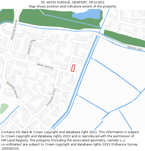 35, WHITE AVENUE, NEWPORT, NP10 8SZ: Location map and indicative extent of plot