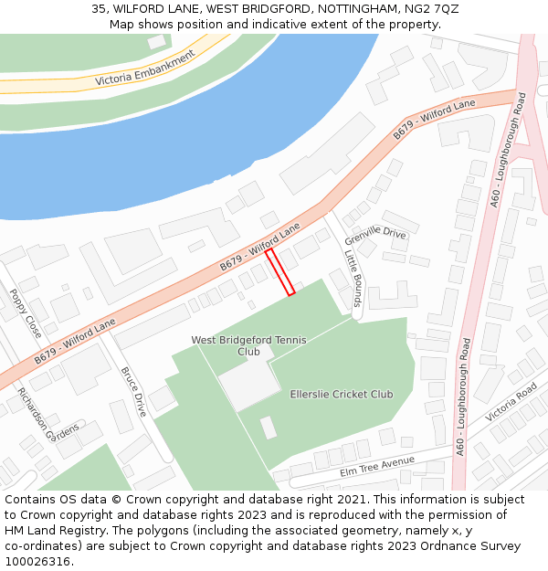 35, WILFORD LANE, WEST BRIDGFORD, NOTTINGHAM, NG2 7QZ: Location map and indicative extent of plot