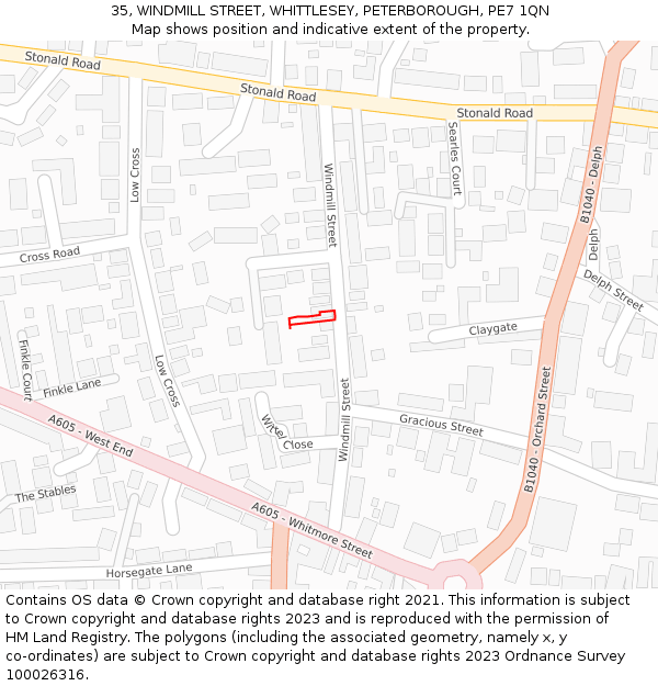 35, WINDMILL STREET, WHITTLESEY, PETERBOROUGH, PE7 1QN: Location map and indicative extent of plot