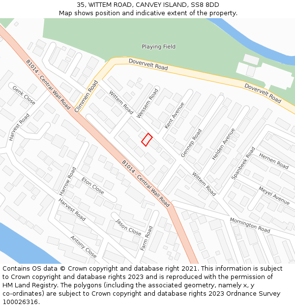 35, WITTEM ROAD, CANVEY ISLAND, SS8 8DD: Location map and indicative extent of plot