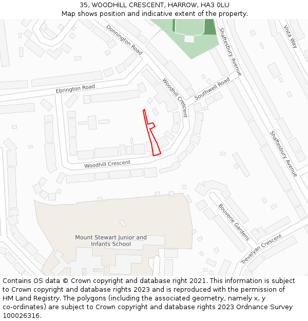 35, WOODHILL CRESCENT, HARROW, HA3 0LU: Location map and indicative extent of plot