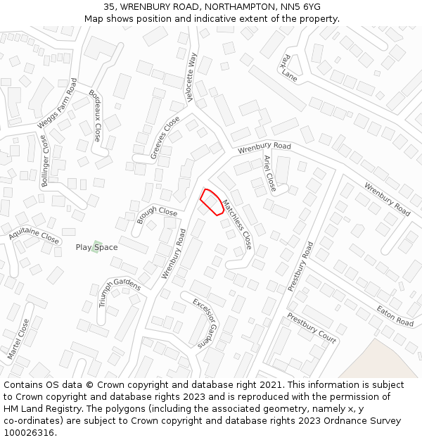 35, WRENBURY ROAD, NORTHAMPTON, NN5 6YG: Location map and indicative extent of plot