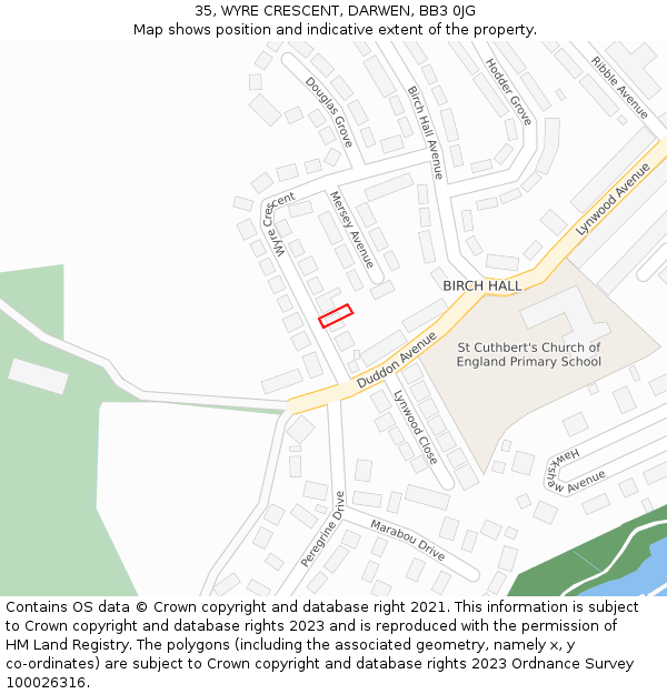 35, WYRE CRESCENT, DARWEN, BB3 0JG: Location map and indicative extent of plot