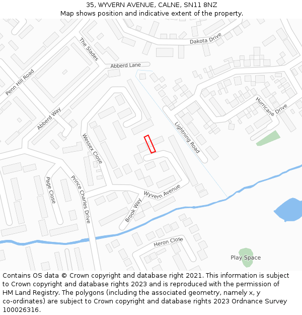35, WYVERN AVENUE, CALNE, SN11 8NZ: Location map and indicative extent of plot