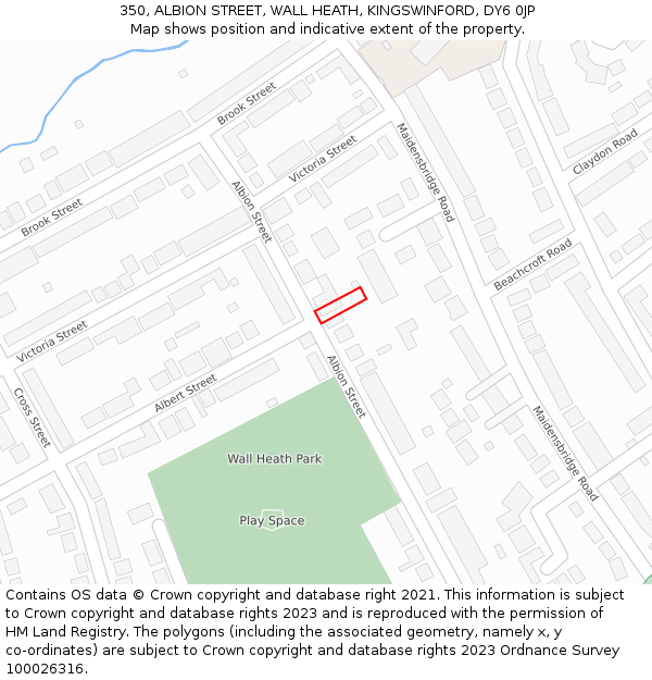 350, ALBION STREET, WALL HEATH, KINGSWINFORD, DY6 0JP: Location map and indicative extent of plot