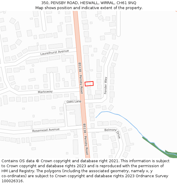 350, PENSBY ROAD, HESWALL, WIRRAL, CH61 9NQ: Location map and indicative extent of plot