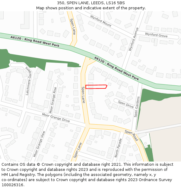 350, SPEN LANE, LEEDS, LS16 5BS: Location map and indicative extent of plot