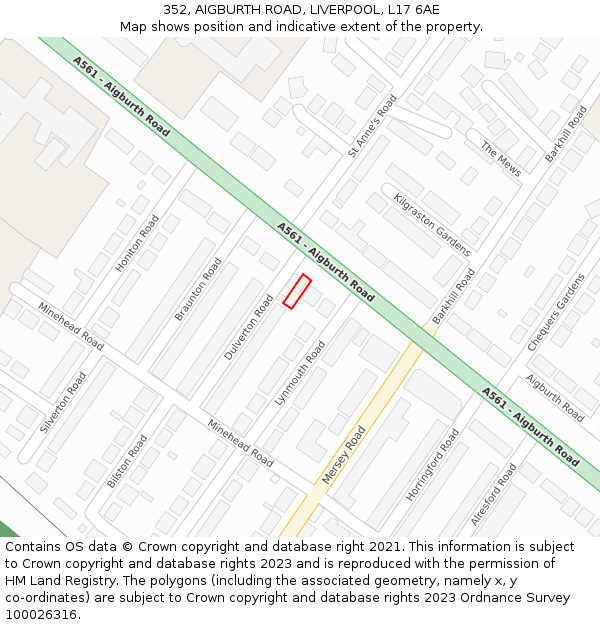 352, AIGBURTH ROAD, LIVERPOOL, L17 6AE: Location map and indicative extent of plot