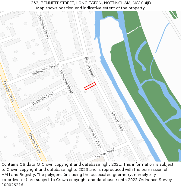 353, BENNETT STREET, LONG EATON, NOTTINGHAM, NG10 4JB: Location map and indicative extent of plot