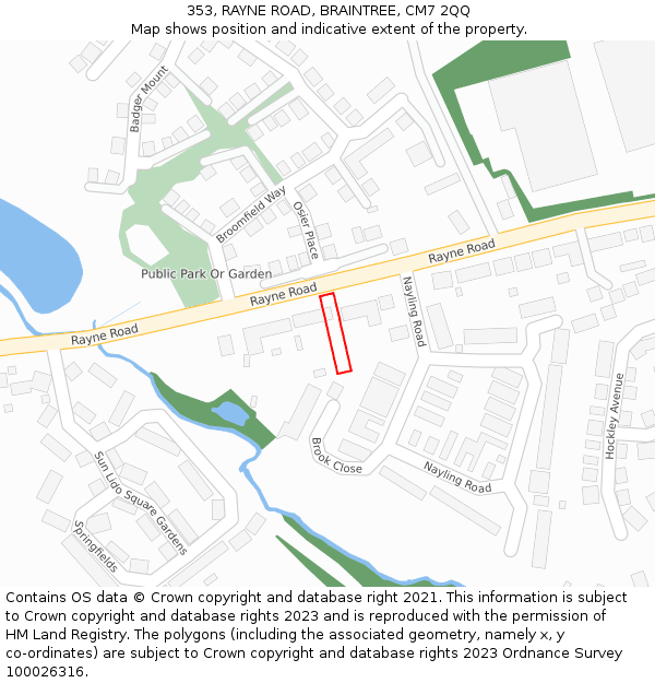 353, RAYNE ROAD, BRAINTREE, CM7 2QQ: Location map and indicative extent of plot