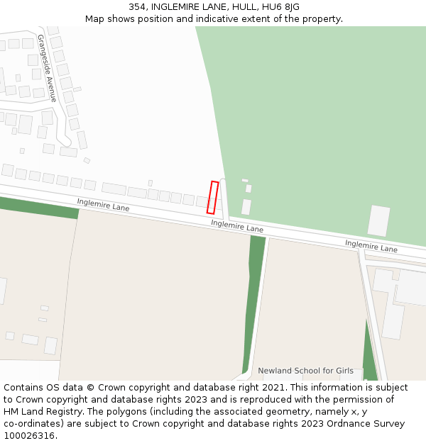 354, INGLEMIRE LANE, HULL, HU6 8JG: Location map and indicative extent of plot