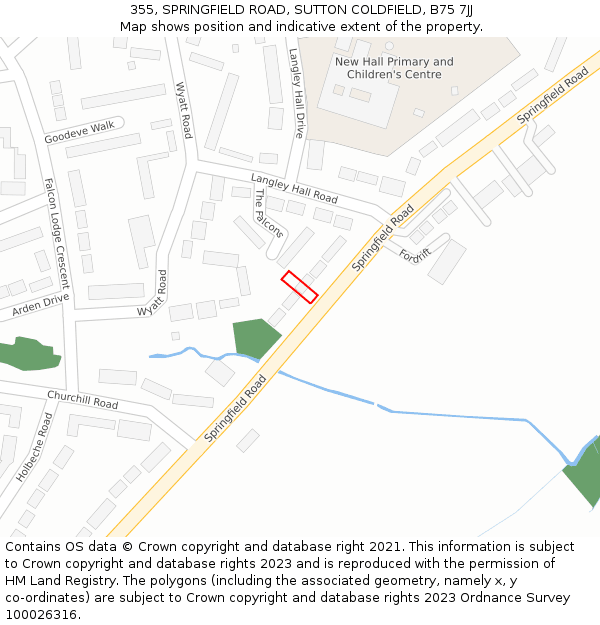 355, SPRINGFIELD ROAD, SUTTON COLDFIELD, B75 7JJ: Location map and indicative extent of plot