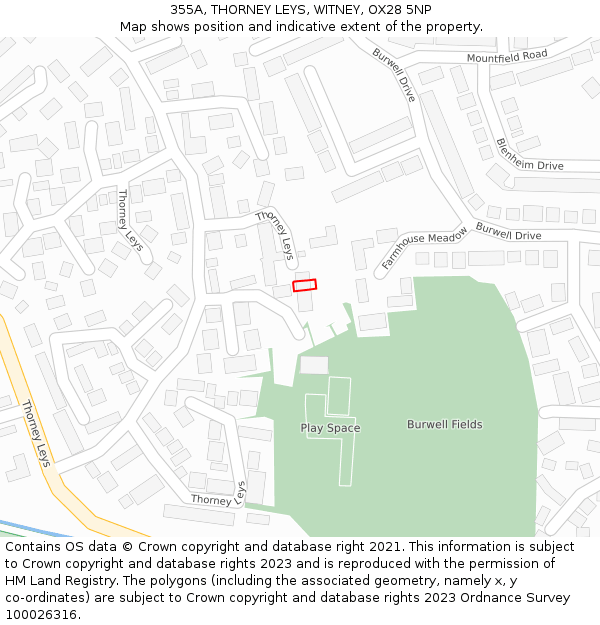 355A, THORNEY LEYS, WITNEY, OX28 5NP: Location map and indicative extent of plot