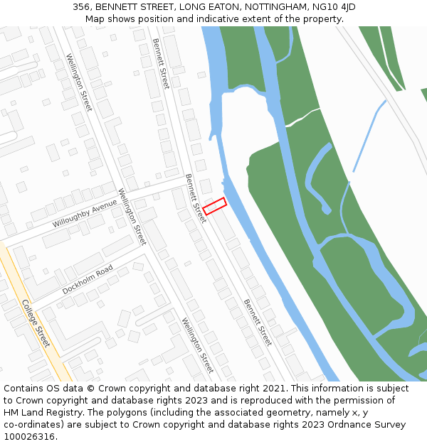 356, BENNETT STREET, LONG EATON, NOTTINGHAM, NG10 4JD: Location map and indicative extent of plot