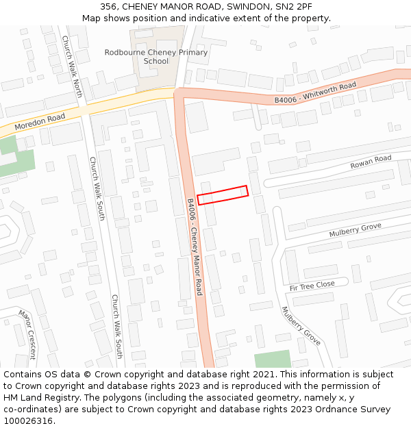 356, CHENEY MANOR ROAD, SWINDON, SN2 2PF: Location map and indicative extent of plot