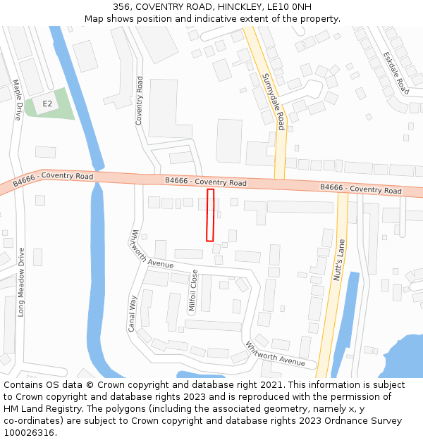 356, COVENTRY ROAD, HINCKLEY, LE10 0NH: Location map and indicative extent of plot