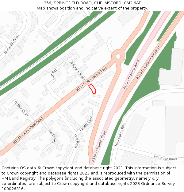 356, SPRINGFIELD ROAD, CHELMSFORD, CM2 6AT: Location map and indicative extent of plot