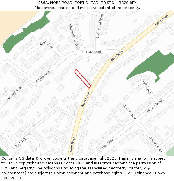 356A, NORE ROAD, PORTISHEAD, BRISTOL, BS20 8EY: Location map and indicative extent of plot