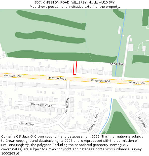 357, KINGSTON ROAD, WILLERBY, HULL, HU10 6PY: Location map and indicative extent of plot