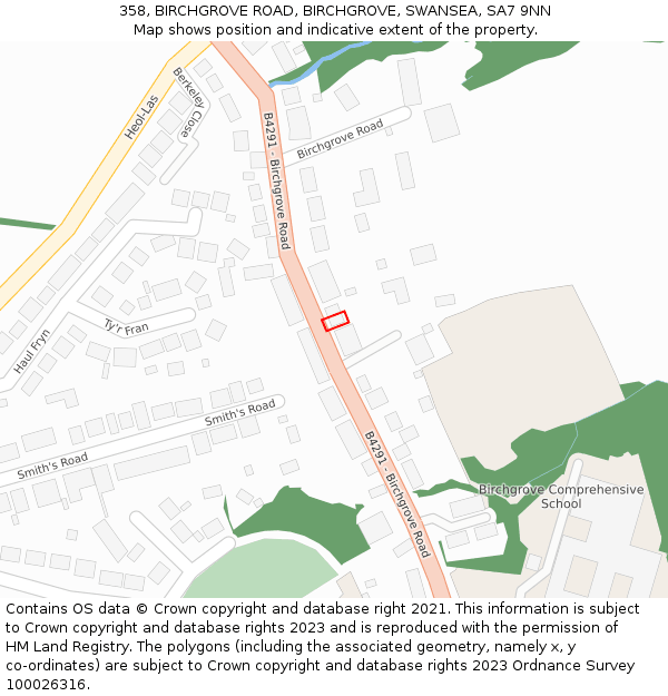 358, BIRCHGROVE ROAD, BIRCHGROVE, SWANSEA, SA7 9NN: Location map and indicative extent of plot