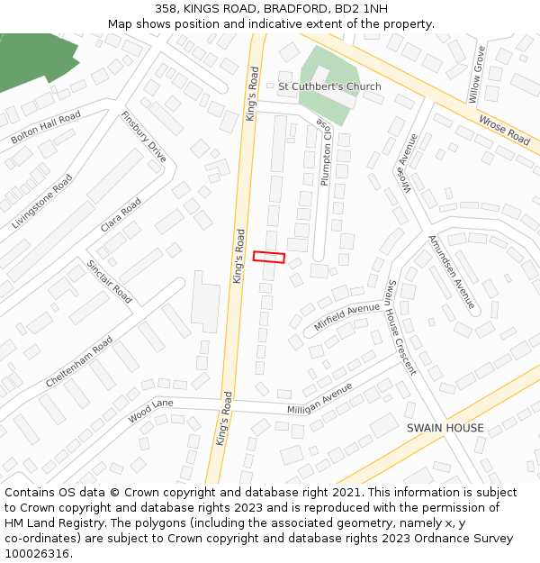 358, KINGS ROAD, BRADFORD, BD2 1NH: Location map and indicative extent of plot