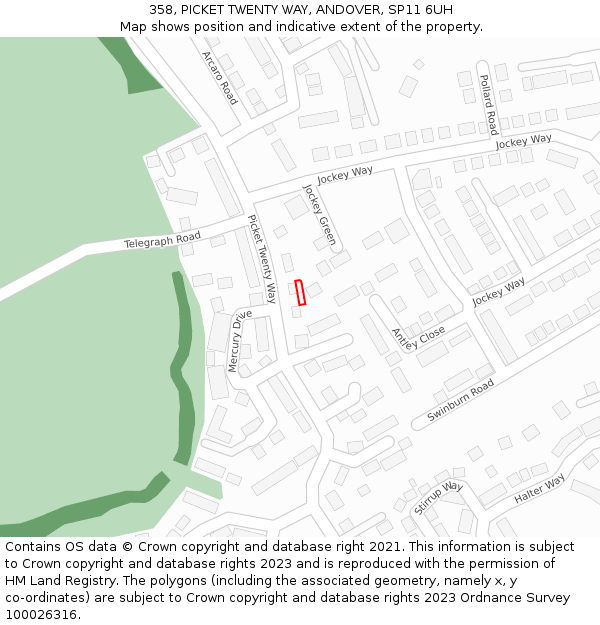 358, PICKET TWENTY WAY, ANDOVER, SP11 6UH: Location map and indicative extent of plot