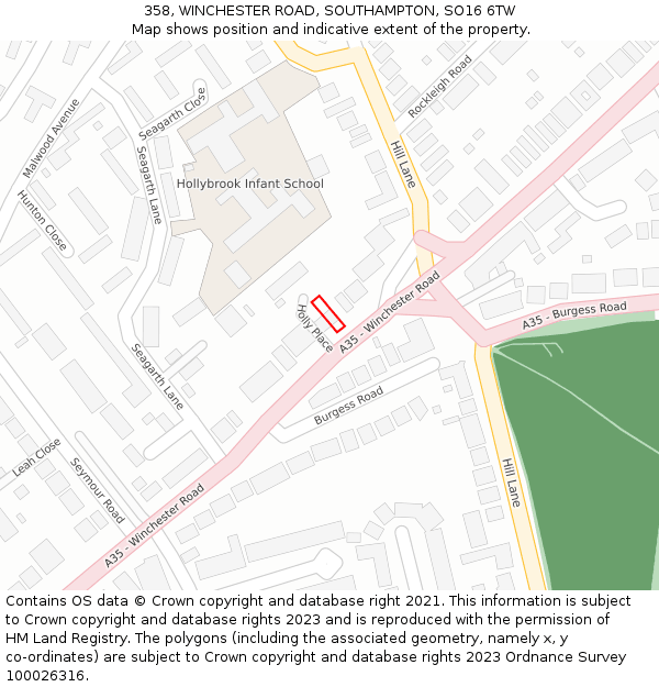 358, WINCHESTER ROAD, SOUTHAMPTON, SO16 6TW: Location map and indicative extent of plot