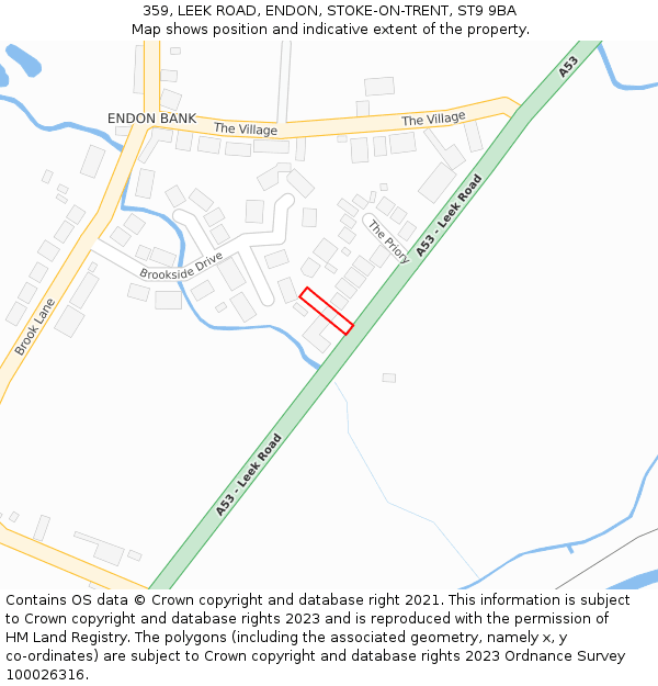 359, LEEK ROAD, ENDON, STOKE-ON-TRENT, ST9 9BA: Location map and indicative extent of plot