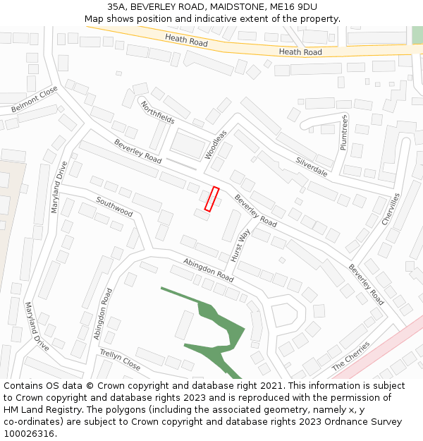 35A, BEVERLEY ROAD, MAIDSTONE, ME16 9DU: Location map and indicative extent of plot
