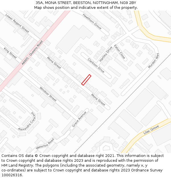 35A, MONA STREET, BEESTON, NOTTINGHAM, NG9 2BY: Location map and indicative extent of plot