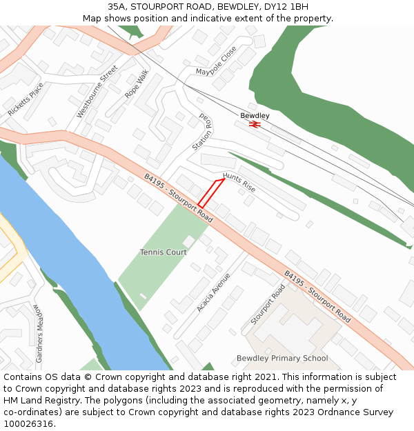 35A, STOURPORT ROAD, BEWDLEY, DY12 1BH: Location map and indicative extent of plot