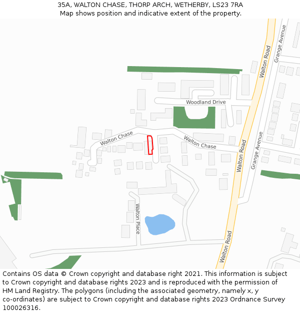 35A, WALTON CHASE, THORP ARCH, WETHERBY, LS23 7RA: Location map and indicative extent of plot