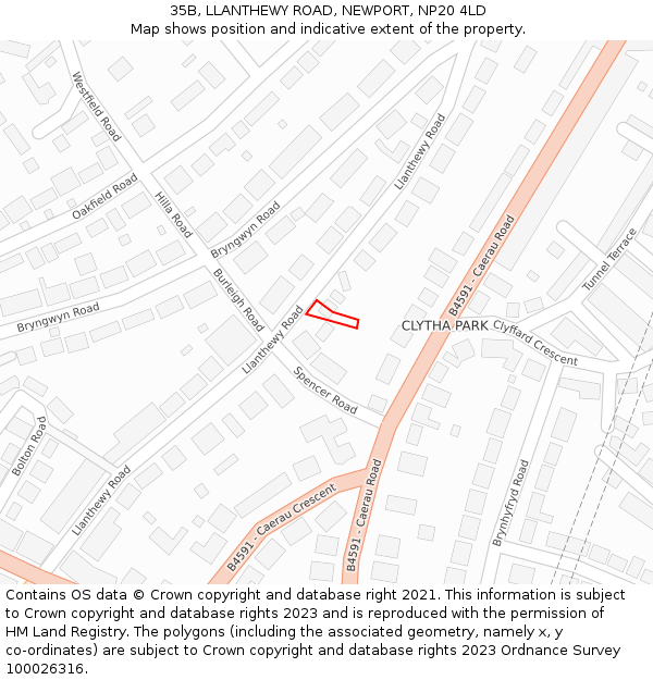 35B, LLANTHEWY ROAD, NEWPORT, NP20 4LD: Location map and indicative extent of plot