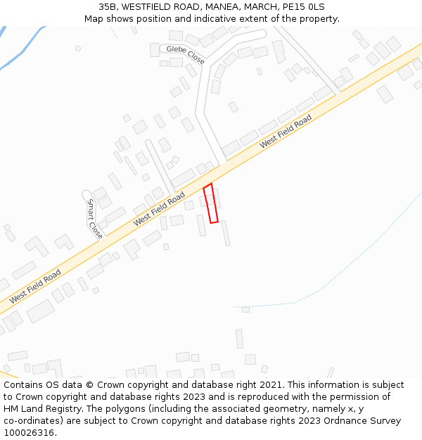 35B, WESTFIELD ROAD, MANEA, MARCH, PE15 0LS: Location map and indicative extent of plot