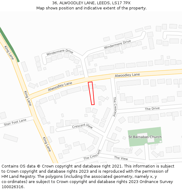 36, ALWOODLEY LANE, LEEDS, LS17 7PX: Location map and indicative extent of plot